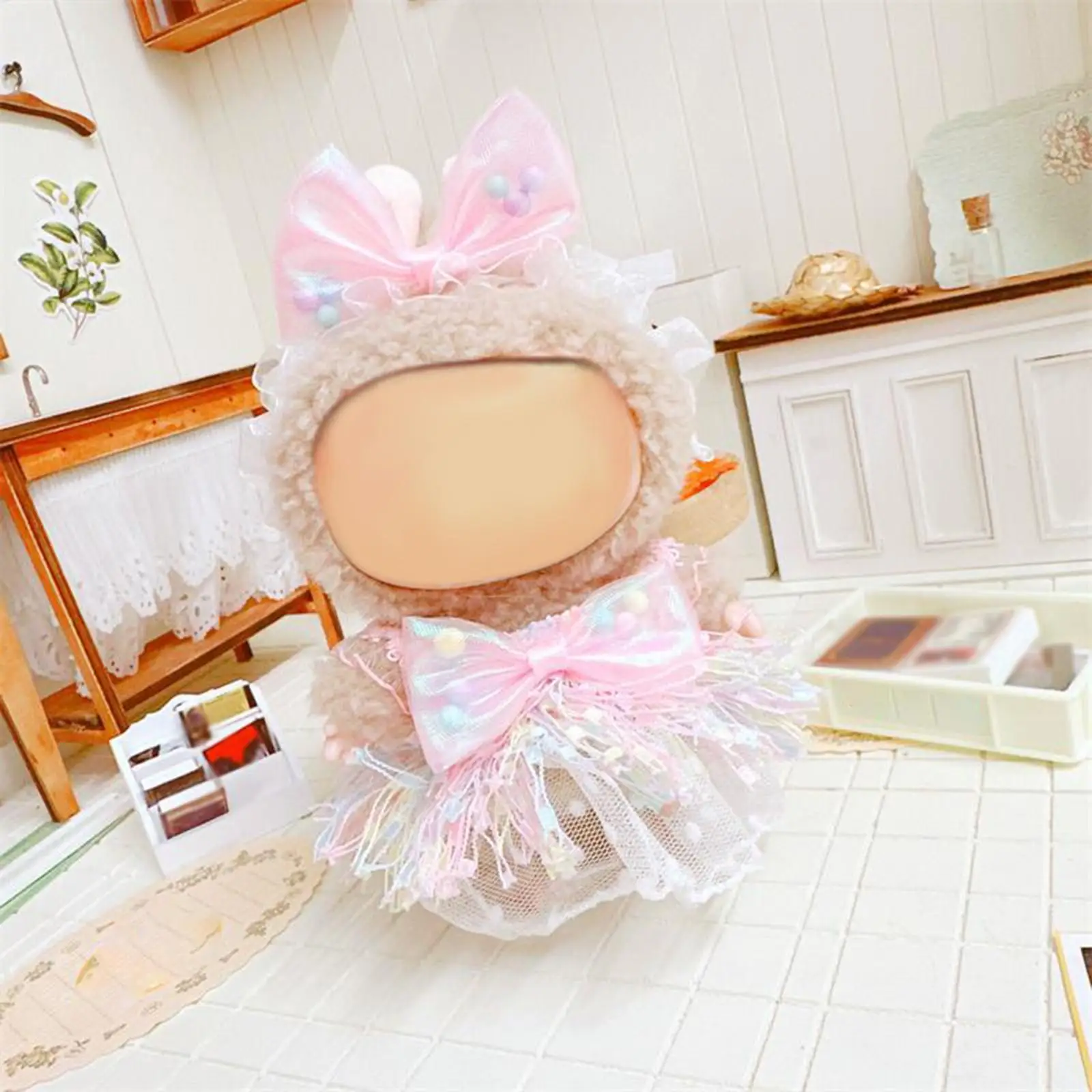 Doll Tassel Skirt Costume Accs, Pretend Play, DIY Doll Decor, with Hair Accessories for 15cm Pendant Dolls Birthday Gifts