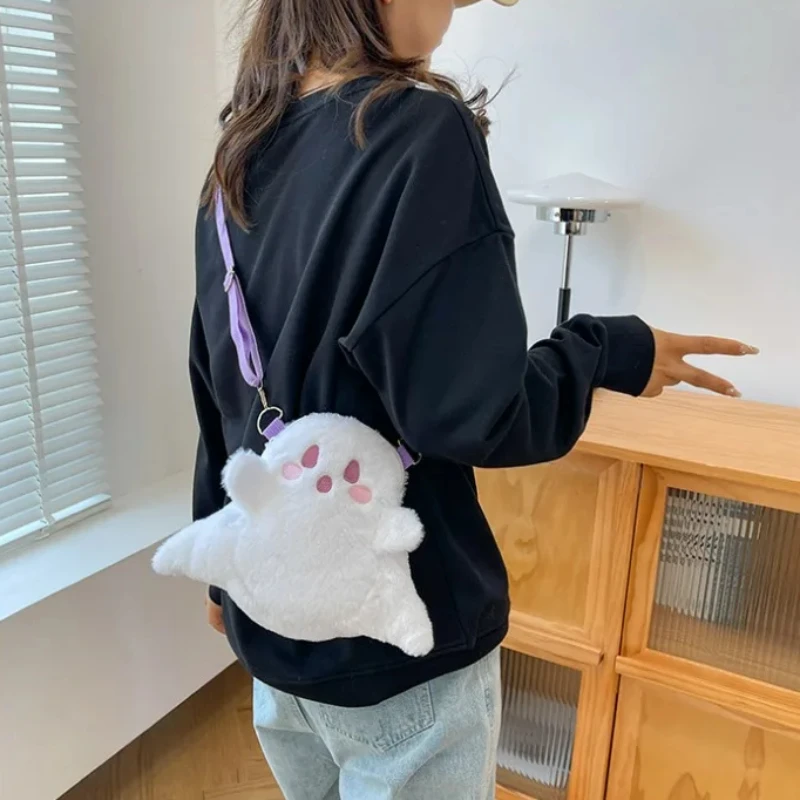 Bolso de felpa de ganso para niños y niñas, Mini bandolera de hombro, Kawaii, fantasma de Halloween, divertido, novedad - imagen 4