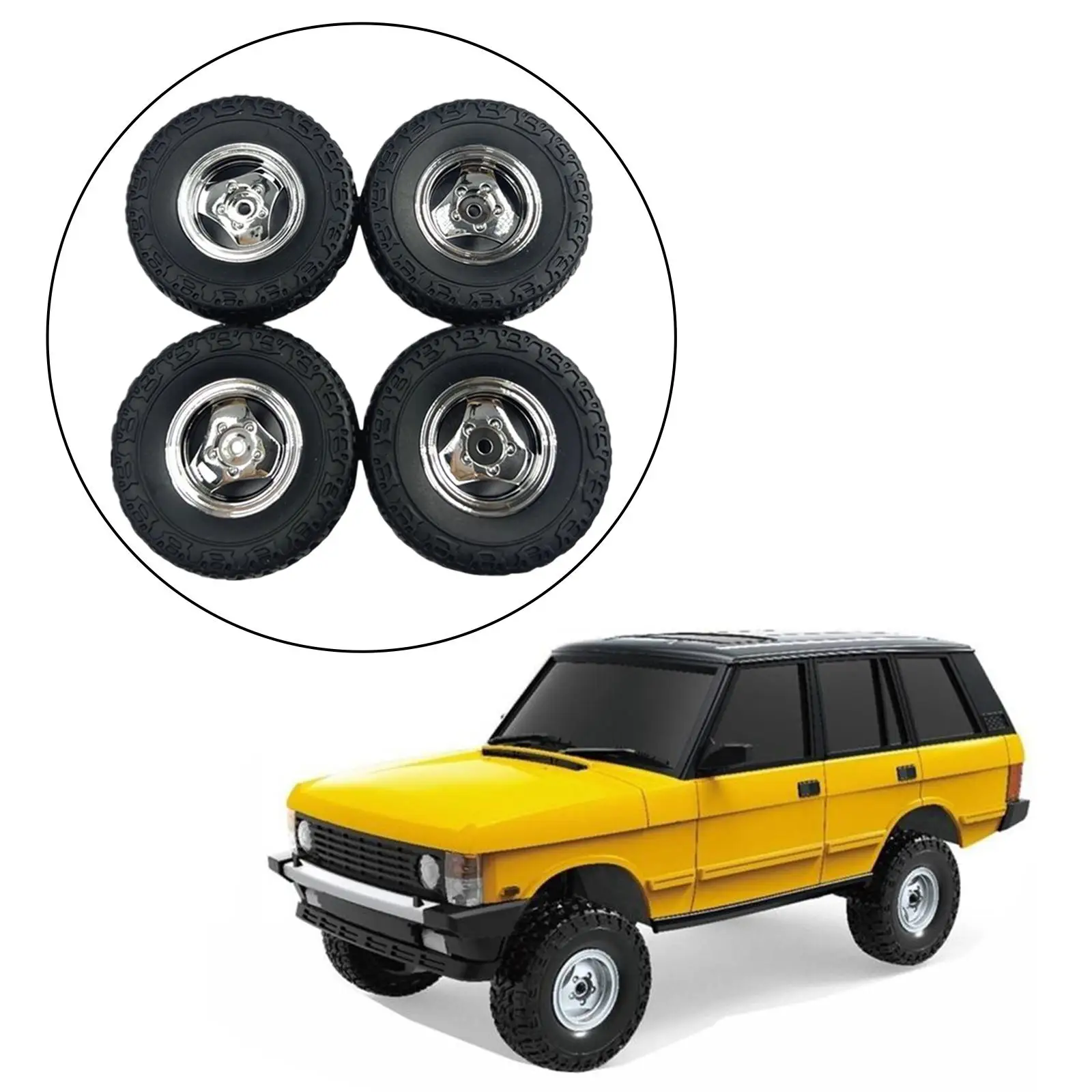 4 Actualización Fácil instalación, repuesto profesional de ruedas y neumáticos RC, accesorios de bricolaje, negro para 1:18