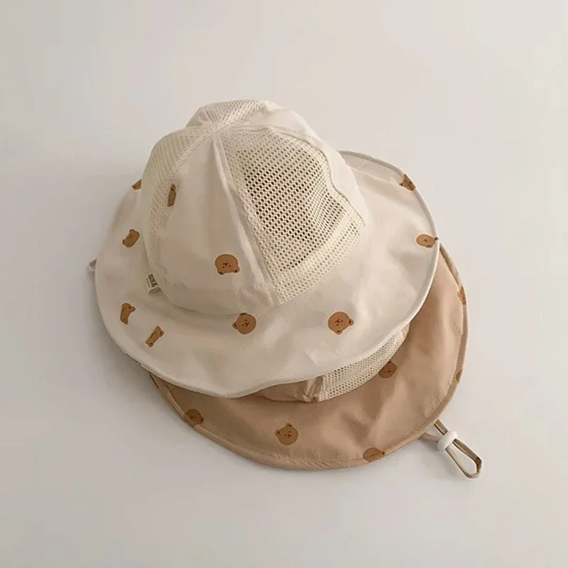 Sombrero de verano para bebé, protector solar para niños y niñas, Sombrero de Panamá con estampado de oso bonito, sombrero de pesca de playa Unisex para 2 a 6 años - imagen 2
