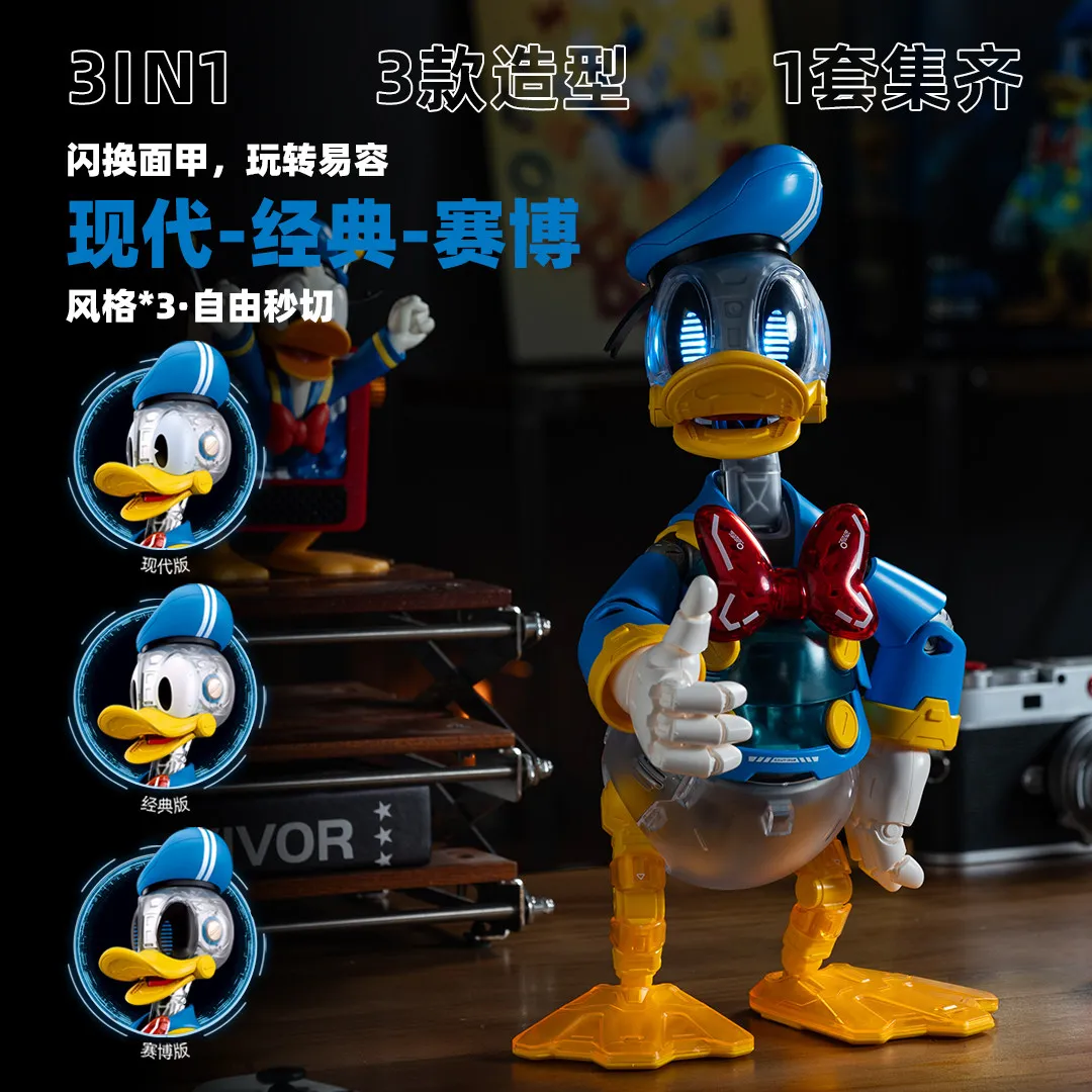 Disney Cyber Mickey Donald pato armadura montaje modelo figura de acción decoración de escritorio de moda dibujos animados Anime jugar regalo de vacaciones - imagen 3