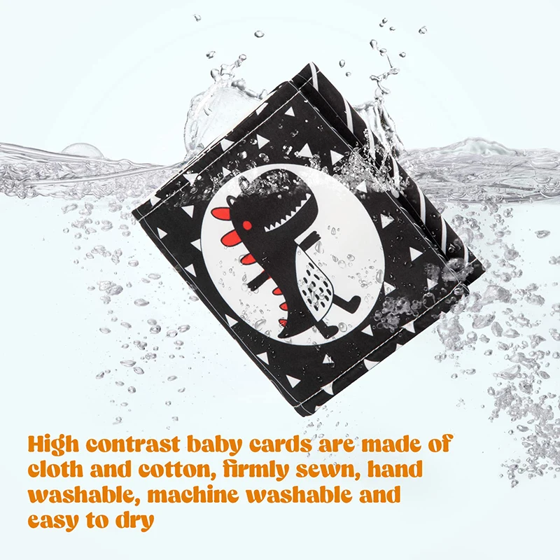 Libro de tela suave para bebé, juguetes sensoriales de alto contraste en blanco y negro, Educación Temprana, libro de tela de actividades sensoriales para bebés - imagen 5