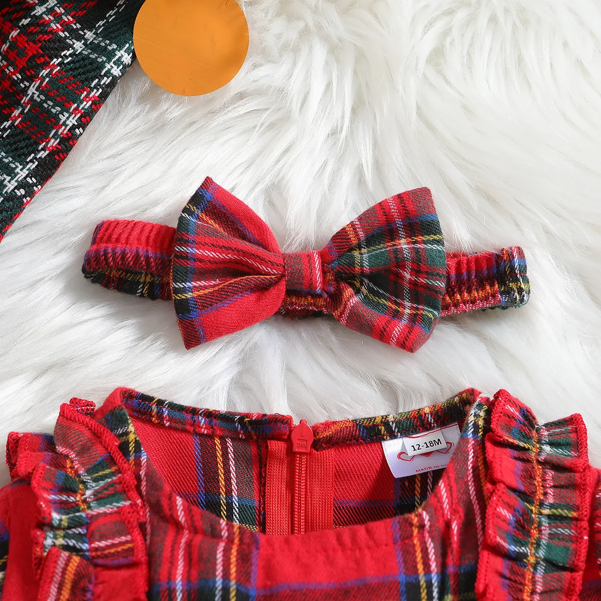 Ropa de lujo de invierno para niñas, vestido de princesa a cuadros + diadema, vestidos de fiesta, traje de Navidad para niños pequeños, ropa de bebé, BC825, 2 piezas - imagen 4