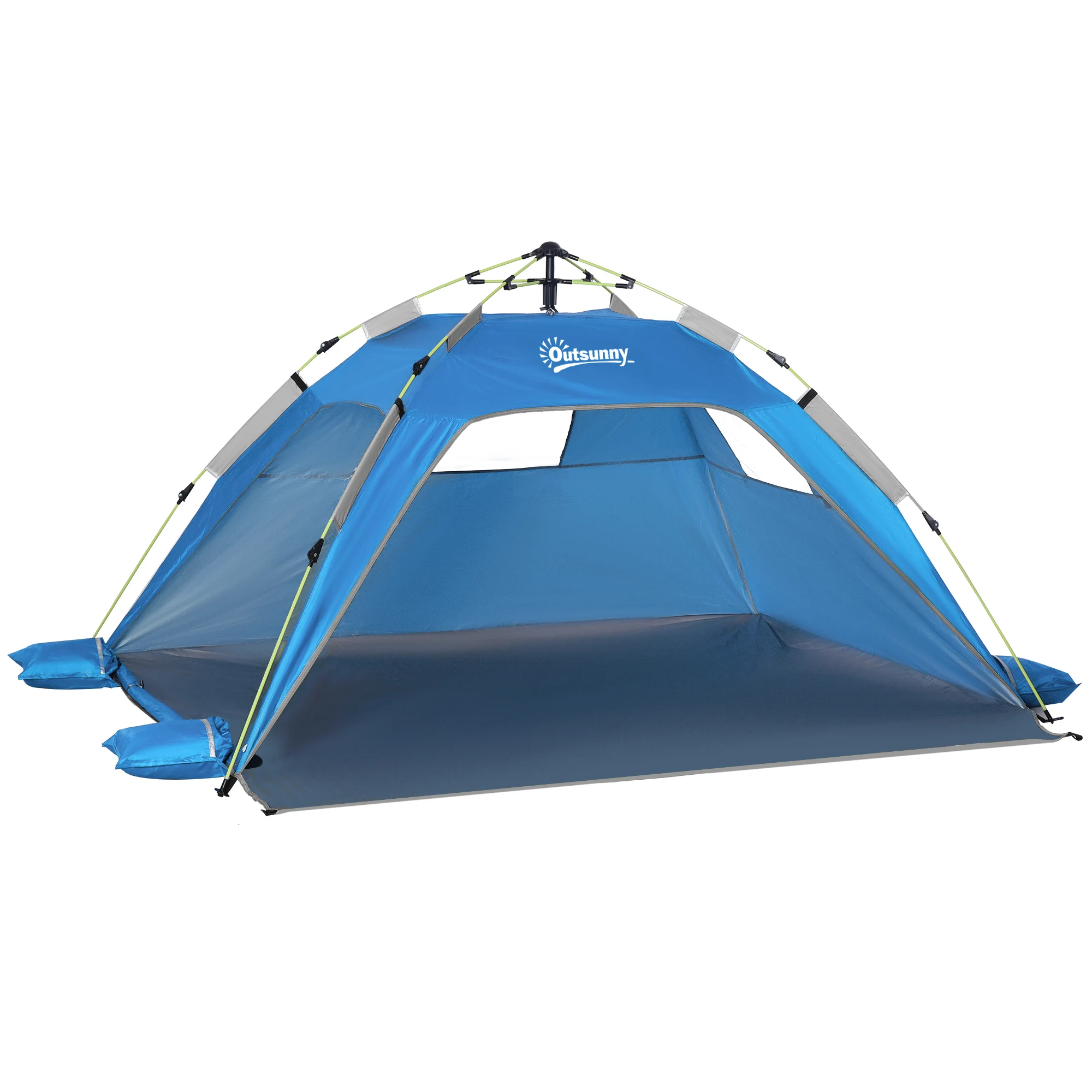 Outsunny Tienda de Playa Plegable Carpa de Playa Pop-up para 1-2 Personas con 2 Puerta 2 Ventanas y Bolsa de Transporte para Parque Camping 220x173x120 cm Azul