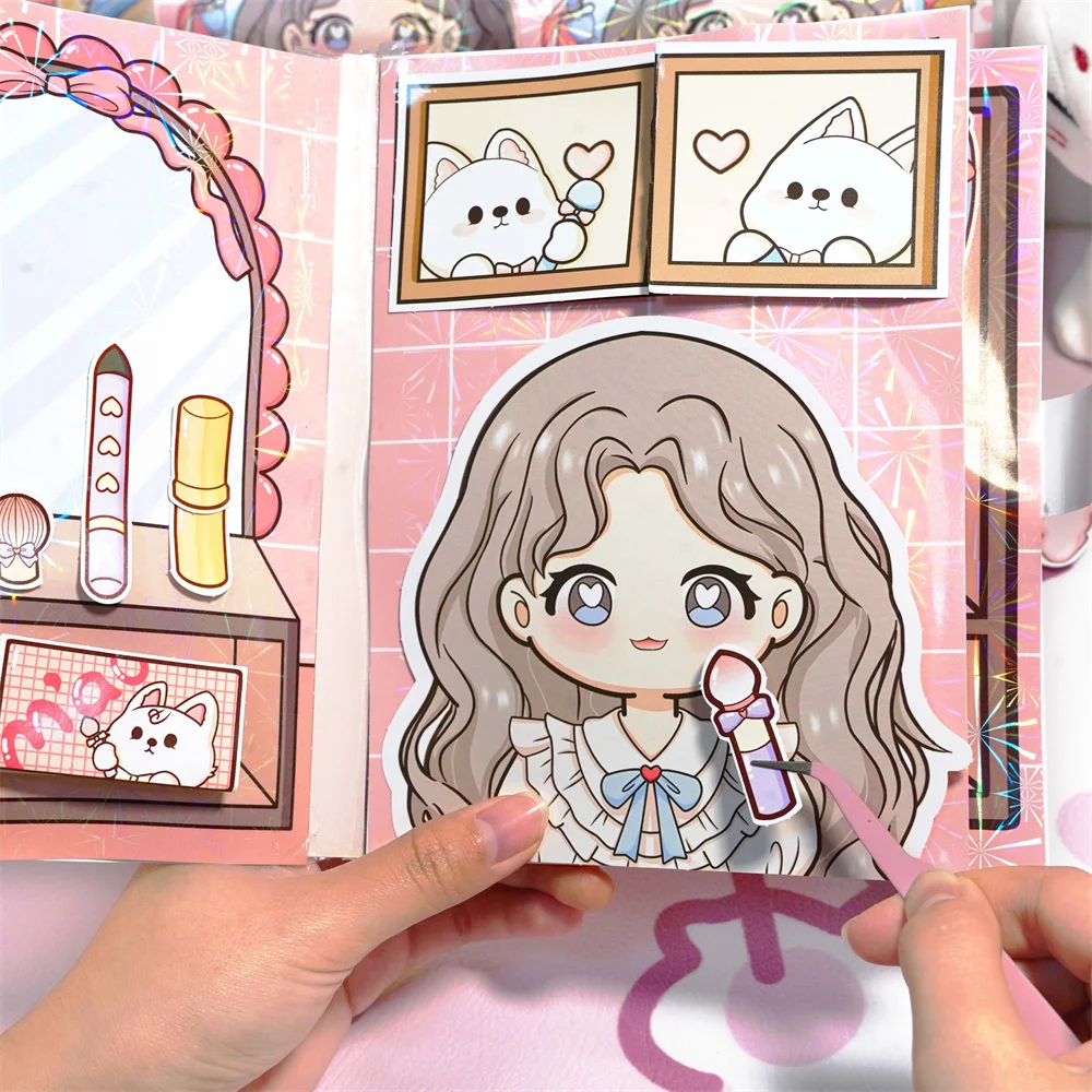 Tirado de corazón femenino bonito para niña, paquete de Material educativo hecho a mano, libro silencioso con reducción de estrés, libro de juguete creativo para estudiantes - imagen 5