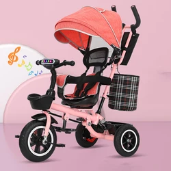 Triciclo evolutivo plegable con asiento giratorio y música para bebé