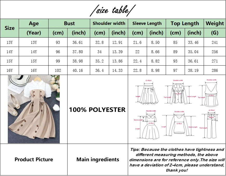 Vestido de manga corta para niños y niñas, ropa de verano, montaje de colores contrastantes, moda informal, 13 a 16 años - imagen 2