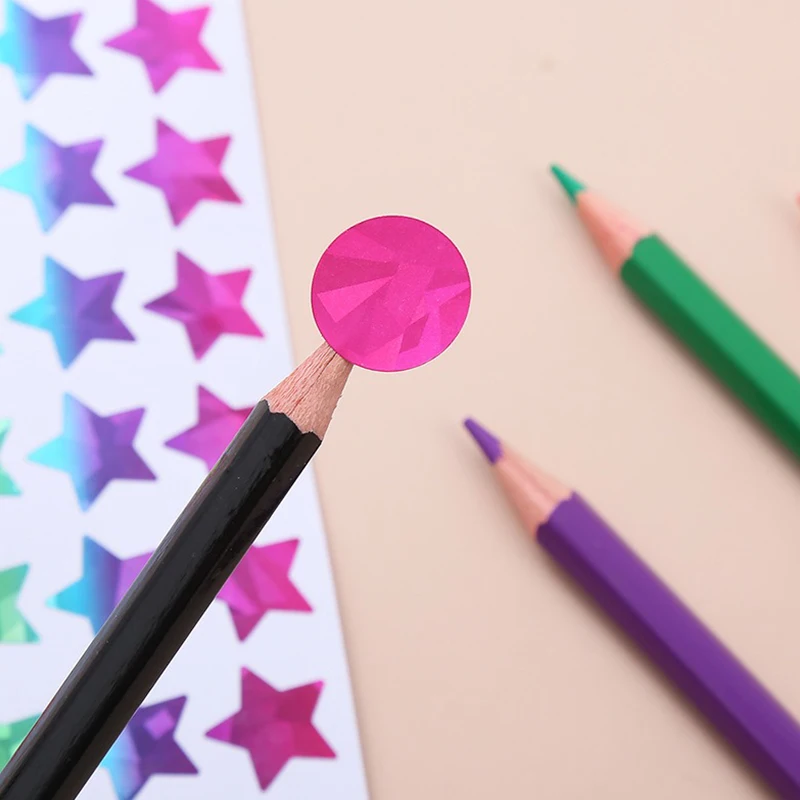 Juego de 15/45 hojas de pegatinas láser DIY, mezcla de pegatinas coloridas y deslumbrantes con purpurina, estrella, corazón, punto, planificador diario, decoraciones, papelería ZYF - imagen 4