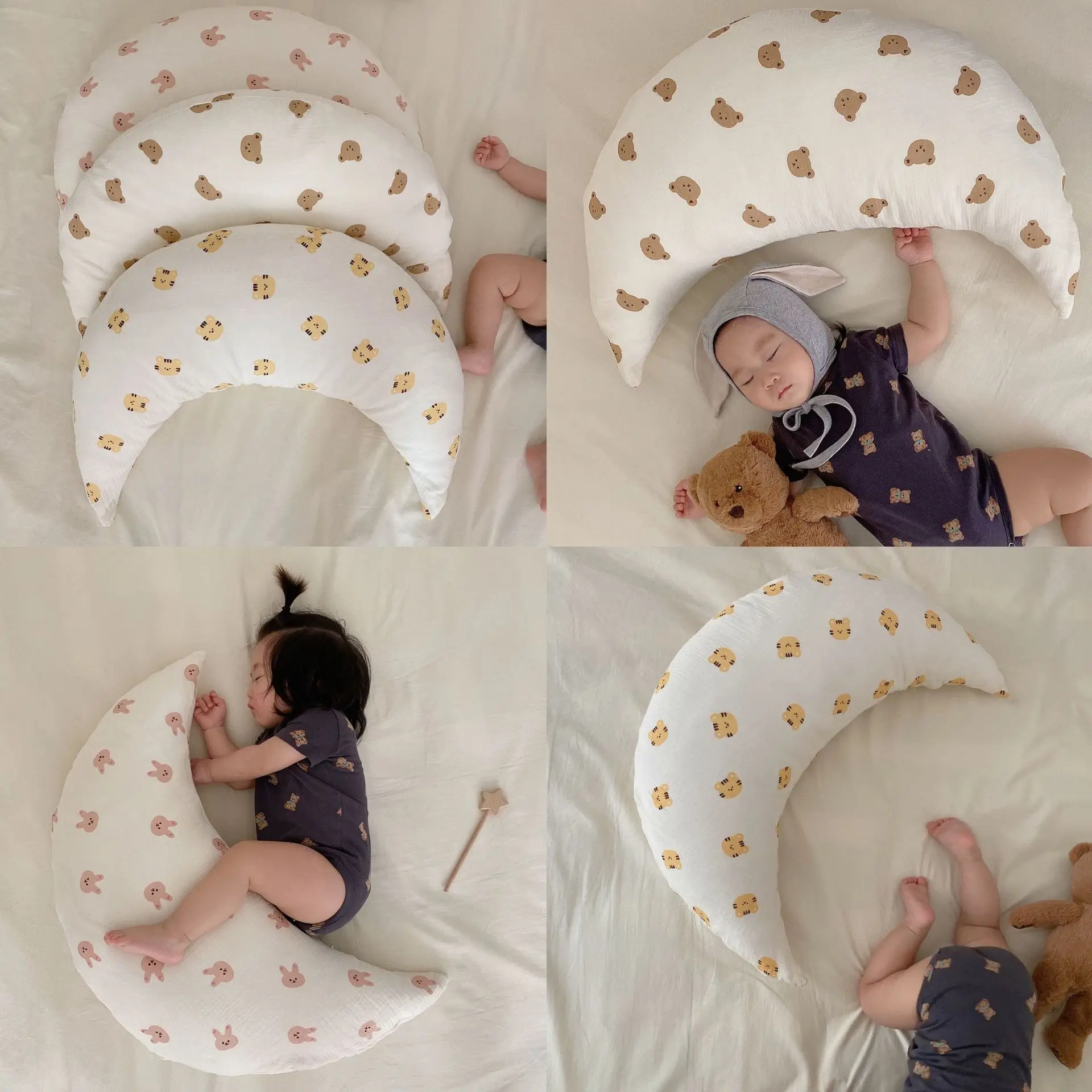 MILANCEL-almohada de otoño para bebé, almohada para dormir de lado para niño pequeño, almohada de media luna