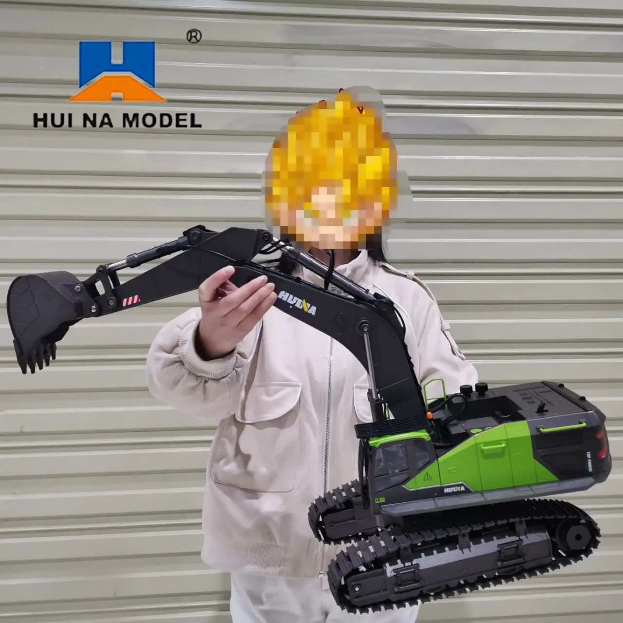 Huina-excavadora a control remoto para niños, vehículo de construcción de aleación de 22 canales, 1/14 Ghz, 1593, 2,4