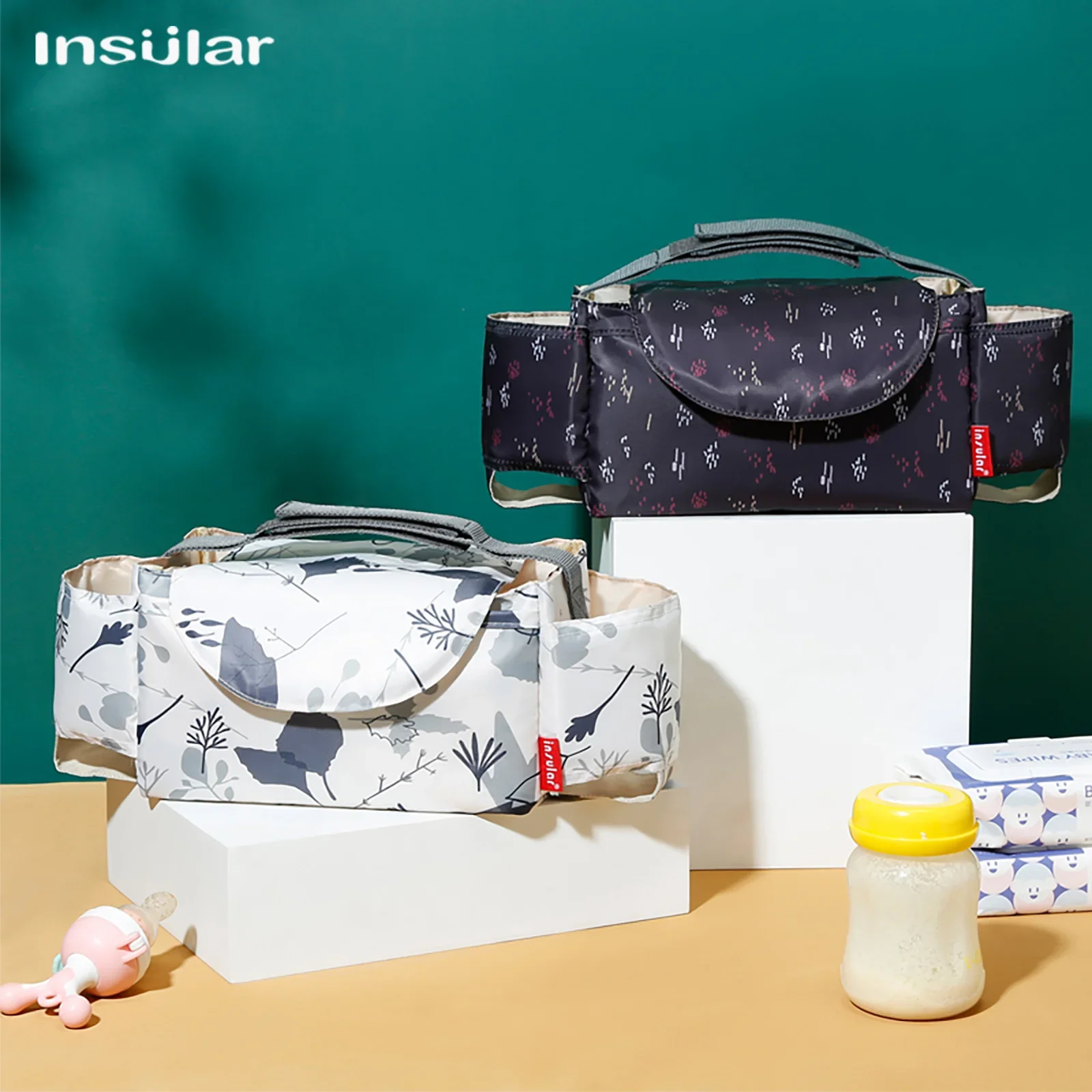 Bolsa organizadora para cochecito de bebé, bolsa de pañales con gancho para colgar, cochecito de mamá, bolsa impermeable para botellas, bolso, carrito organizador, bolsas de pañales