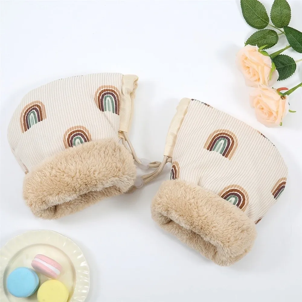 Guantes de bicicleta con estampado de dibujos animados, manoplas cálidas a prueba de viento y frío, cubierta de mango, accesorio para Scooter