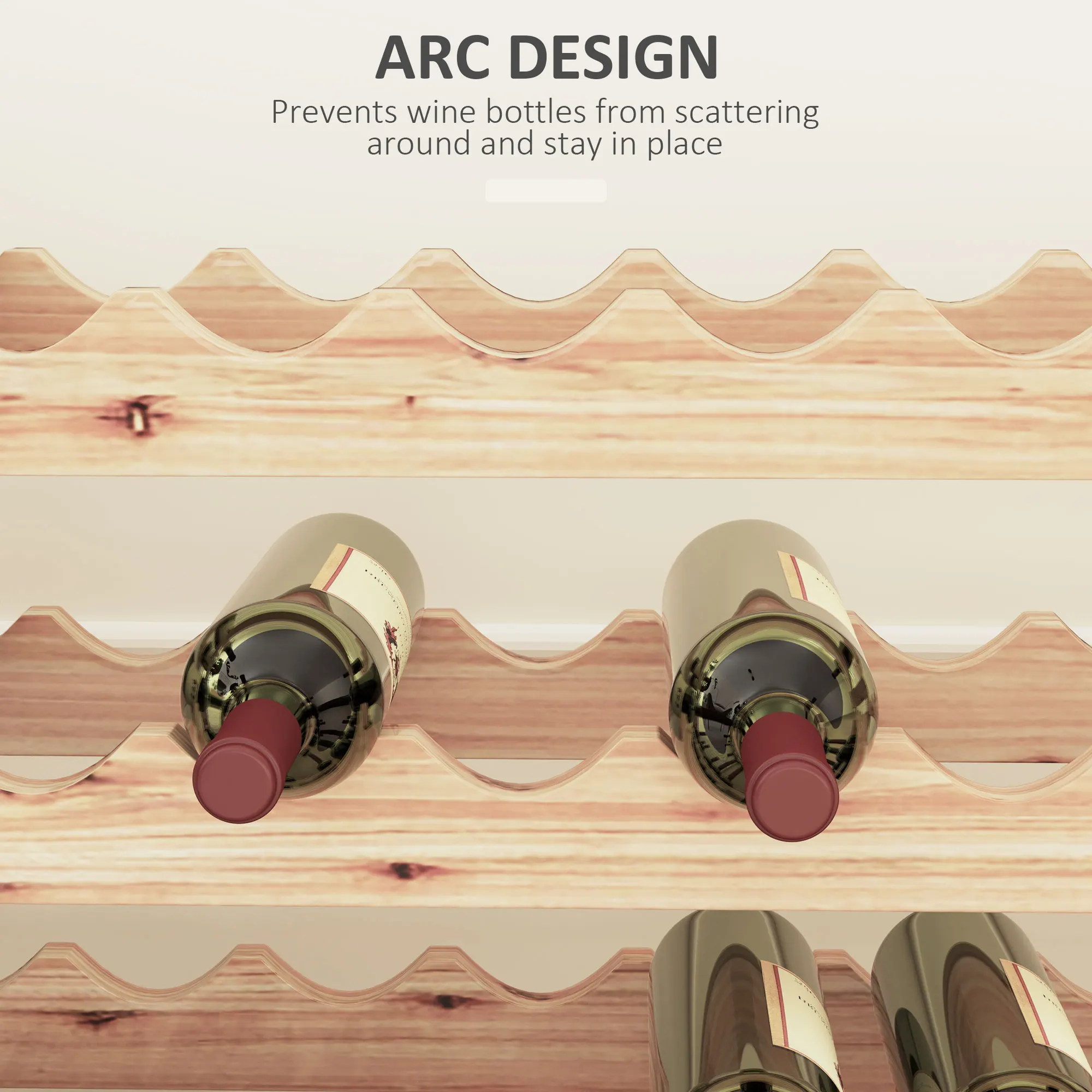 Botellero de Madera de Abeto HOMCOM, Vino con 8 Estantes Para 96 Botellas y Peso Máximo 100 kg, 114x28x113,5 cm, Madera Natural - imagen 5