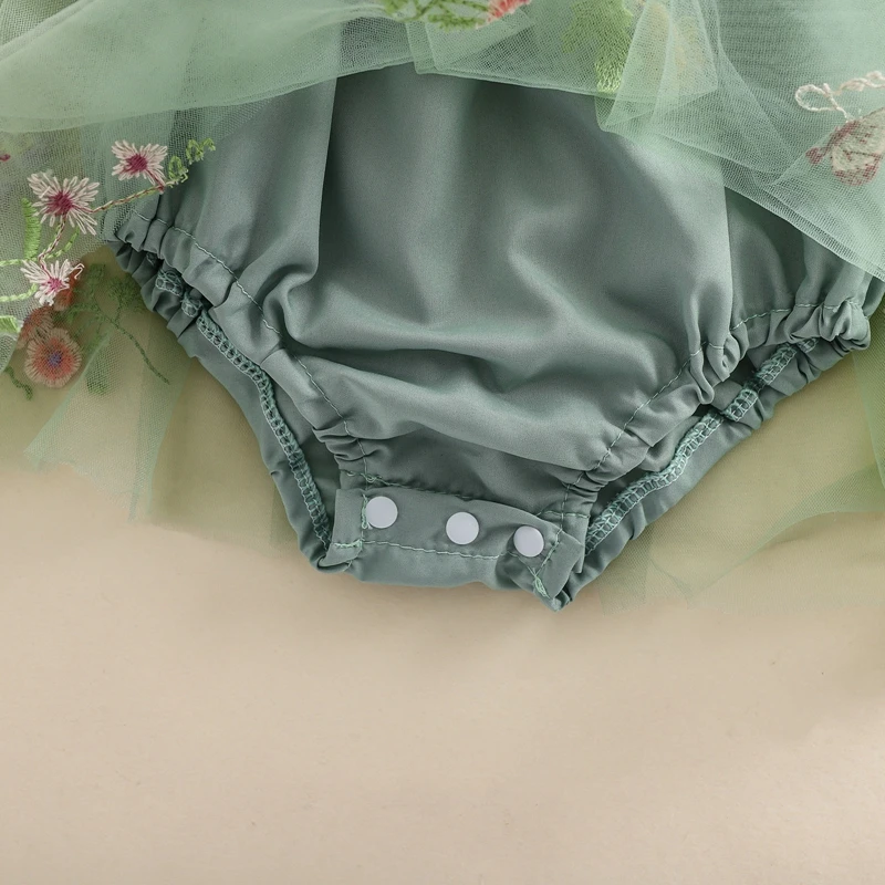 Pelele sin mangas con bordado de flores y mariposas cuello cuadrado - imagen 5