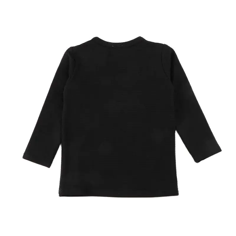 Top kds-Camiseta de manga larga para niño y niña, traje elegante acanalado con bolsillos en contraste, ropa de otoño e invierno - imagen 3