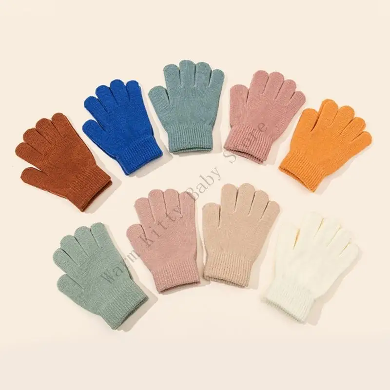 XXFE-guantes punto para niños, manoplas punto acrílicas seguras, suaves, cálidas y elásticas, para invierno, 1 par - imagen 2