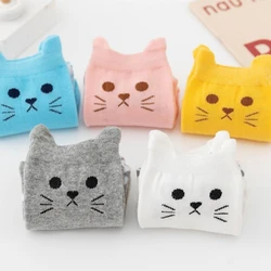 Paquete de 5 pares de calcetines a media pantorrilla con bonito gato en 3D para mujer, calcetines cálidos de algodón con estampado de pata de gato de estilo coreano para otoño/invierno para Halloween