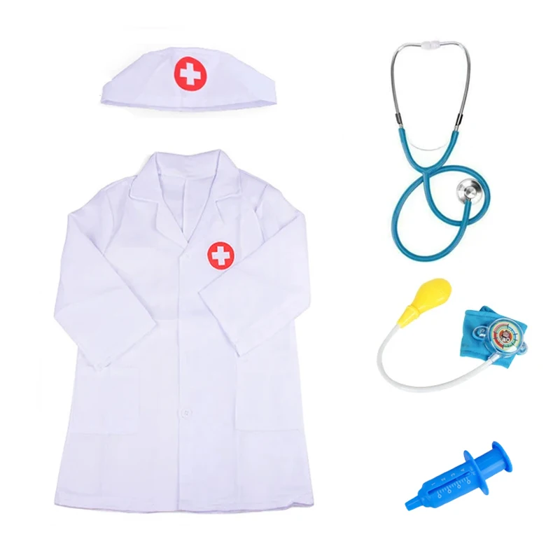 Uniforme de médico simulado para niños, juguetes plástico, juego simulación, traje azul, estetoscopio, juegos interactivos padres e hijos, regalos TMZ - imagen 3