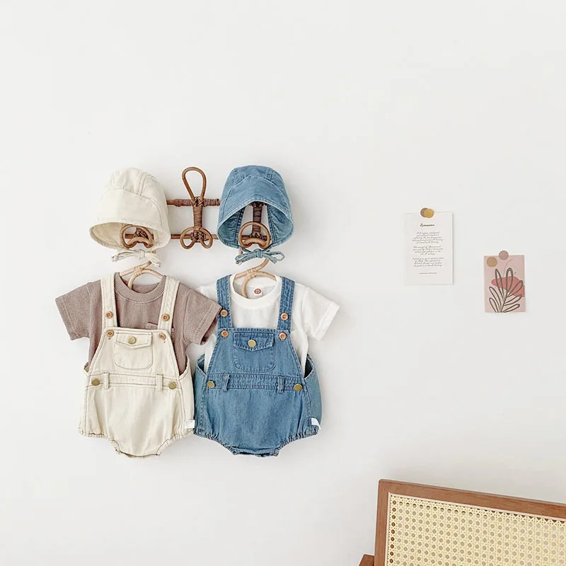 Milangel-body de verano para bebé, Mono vaquero liso con sombrero, prendas de vestir para recién nacido - imagen 5