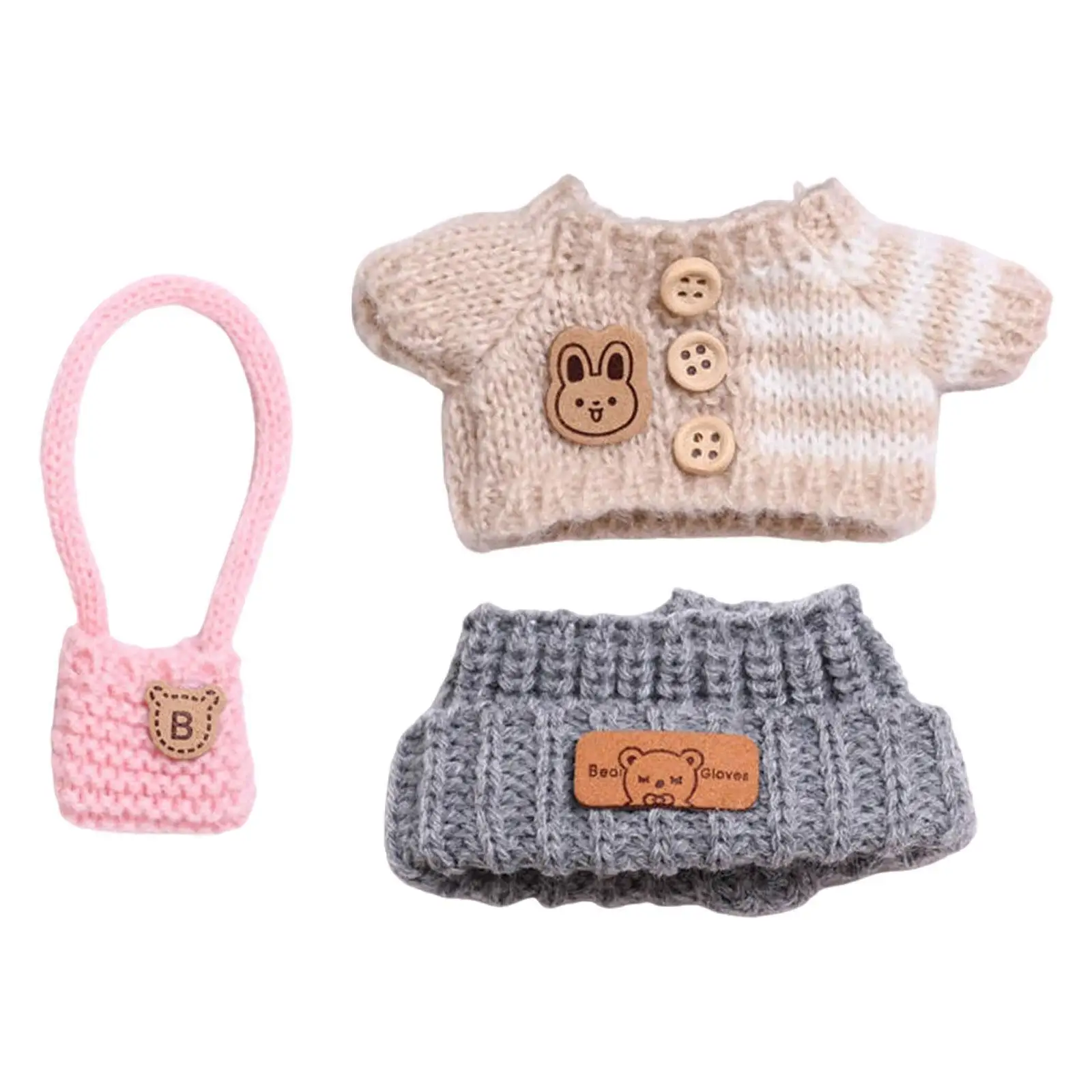 Plush Figure Clothing Set Fashion for Kids Birthday Gift DIY Photo Props Costume Accessories Dress up Pretend Play for 15cm Doll