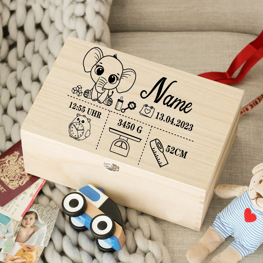 Caja de madera personalizada para recuerdos de bebé - imagen 2