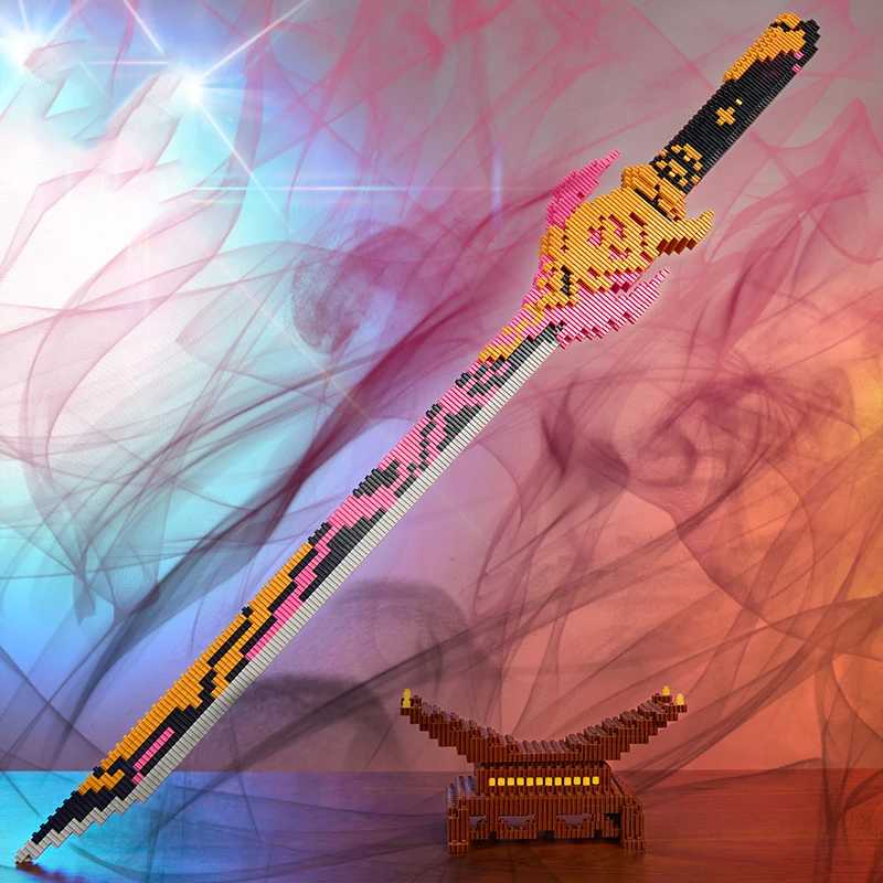 Bloques de construcción de espada samurái, modelo de arma Ninja de Anime, bloques de montaje, Idea de juguete para niños, decoración de escritorio, regalos de vacaciones para niños - imagen 4