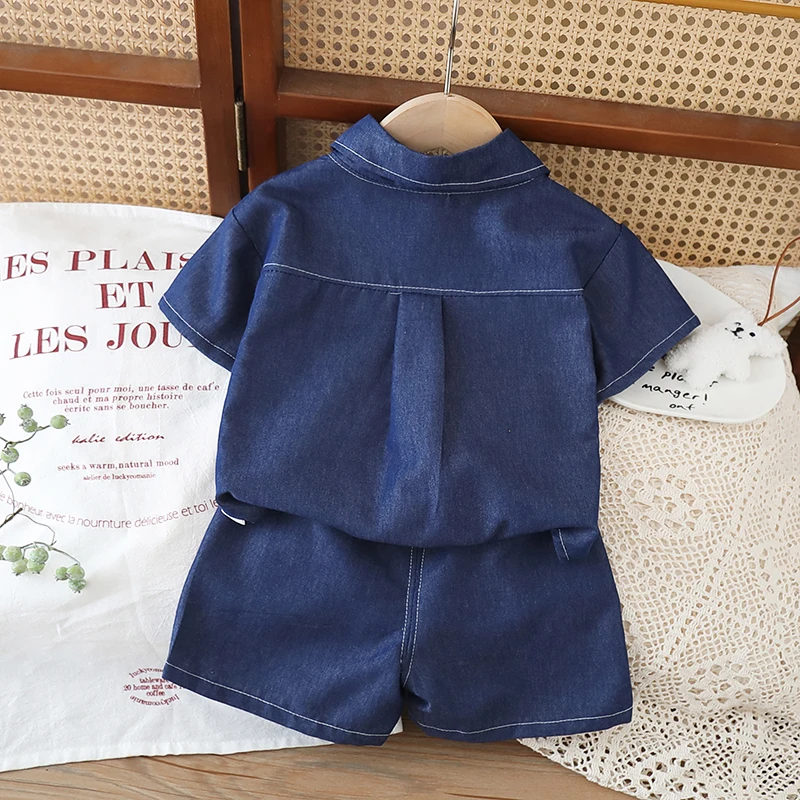 Nueva ropa de verano para bebés, traje para niños, camisa, pantalones cortos, 2 unids/set, ropa para niños y niñas, disfraz de moda para niños, chándales infantiles - imagen 4
