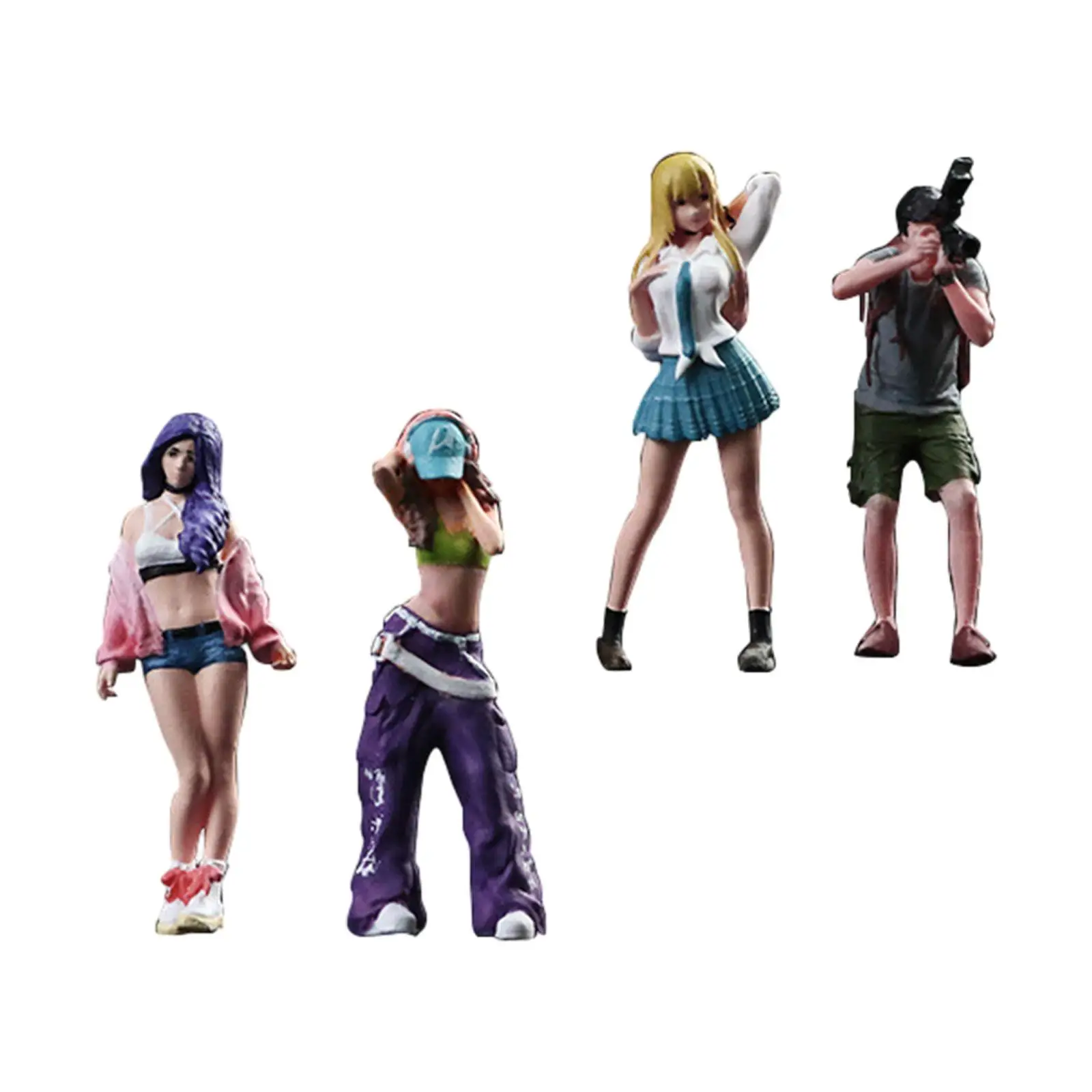 4Pcs 1/64 Girl Figure Tiny People Model Fairy Garden DIY Projects Realistic