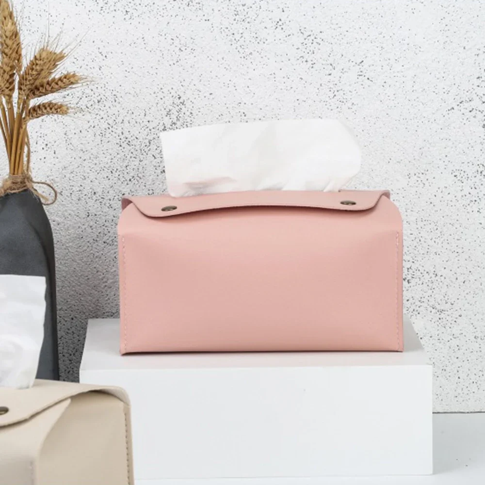 Caja de pañuelos de cuero Pu para el hogar, decoración de escritorio, adecuada para comedor, sala de estar, cocina, caja de almacenamiento de pañuelos - imagen 4