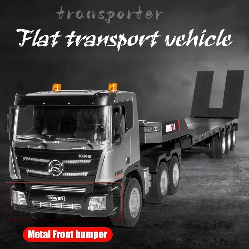 Huina 1318 camión teledirigido aleación 9Ch 1/24 83Cm remolque de plataforma grande Control remoto camión de transporte modelo juguetes eléctricos para regalo de niño - imagen 4