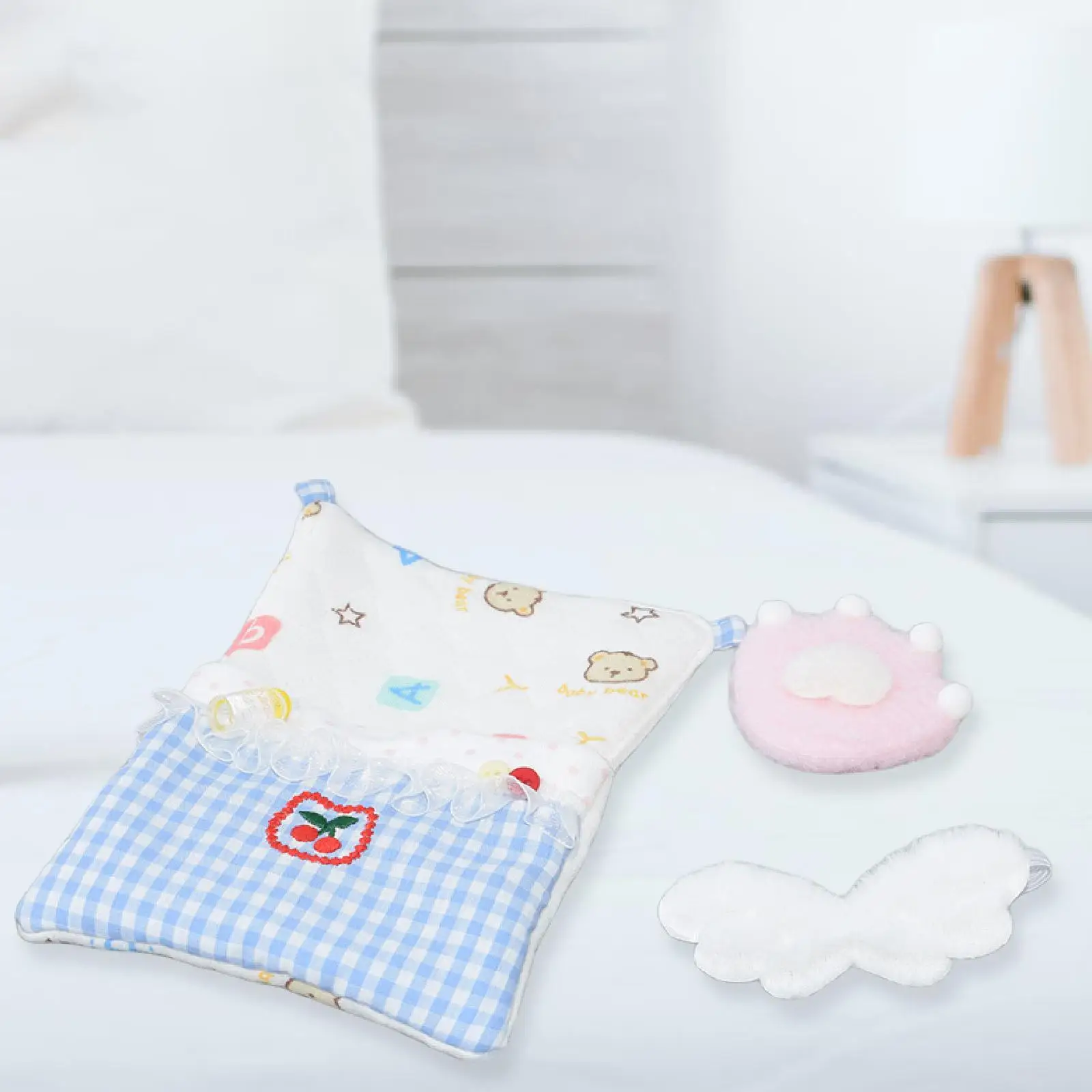 3 Pieces Doll Bedding Accessories Set,Doll Bed Accessories Quilt Pillow and Eye Mask Decorative Cute Comfort Pretend Play 3 Pieces Doll Bedding Accessories Set,Doll Bed Accessories Quilt Pillow and Eye Mask Decorative Cute Comfort Pretend Play