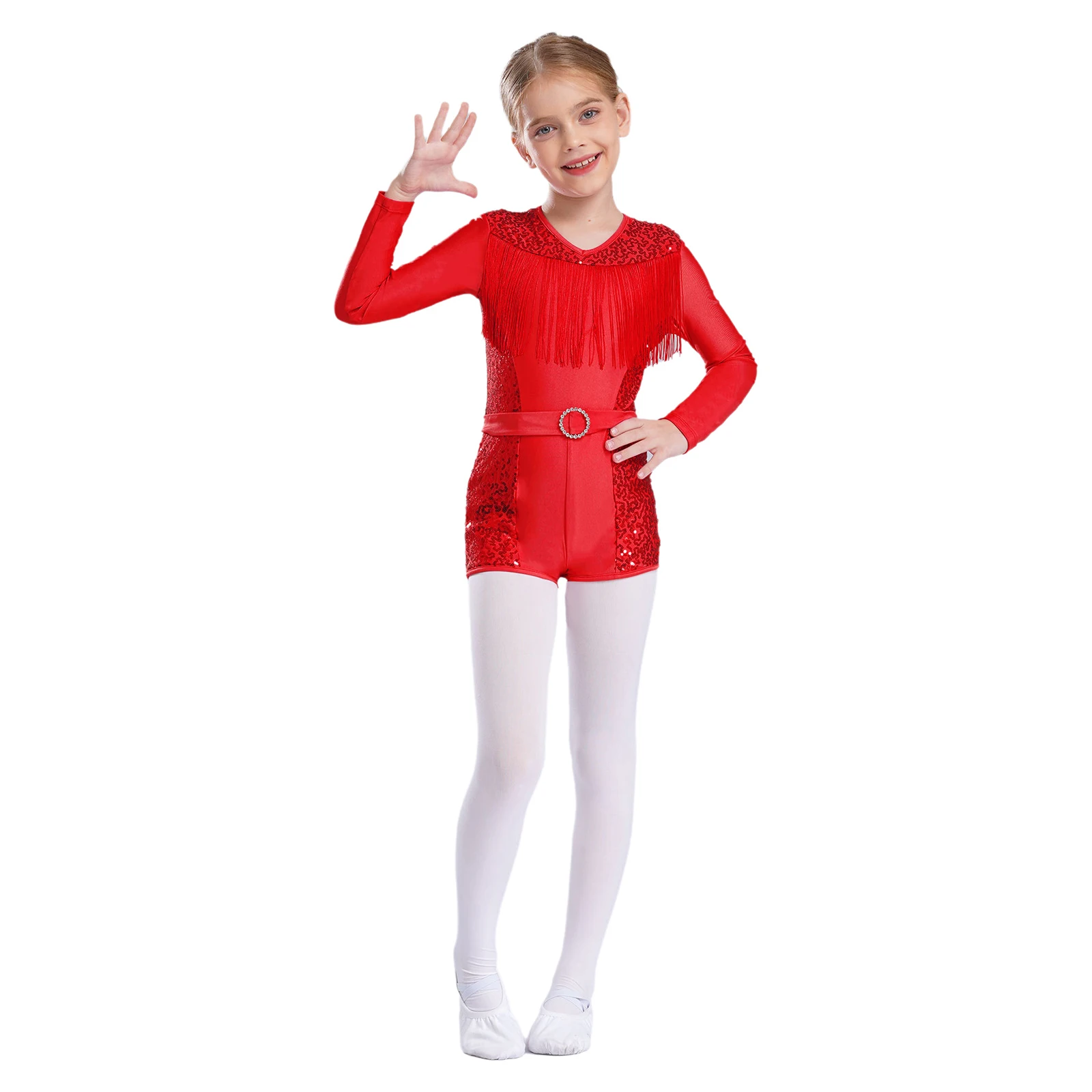 Mono de baile niña con lentejuelas y borlas - imagen 2