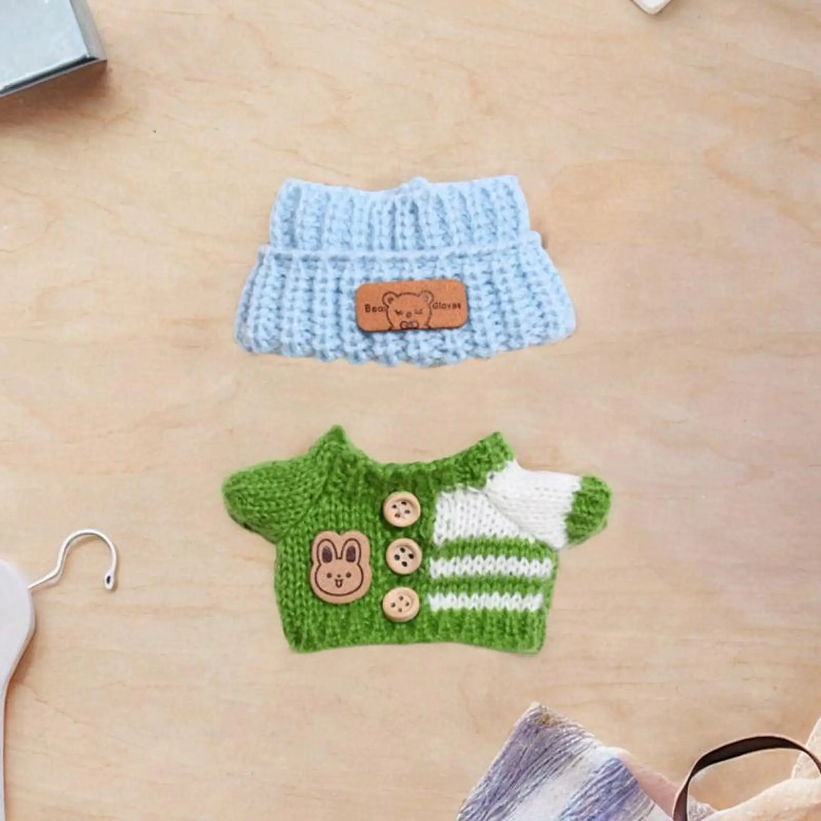 2Pcs Dolls Sweater and Hat Dolls Clothes Dress up Cute Costume Handmade Clothing for 15-17cm Dolls Dress up Children's Gifts