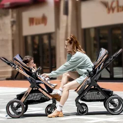 Carrito de bebé 3 en 1 plegable con asiento reclinable cómodo