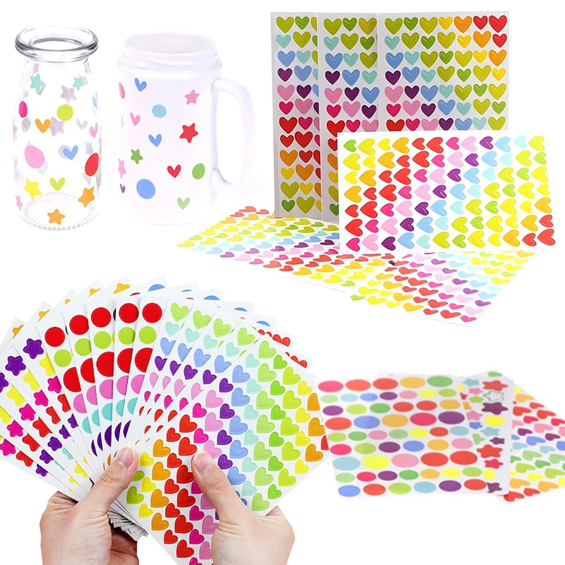 10 Blatt/Packung Scrapbook-dekorative Aufkleber, bunter Stern, Herz, runder Punkt, selbstklebendes Tagebuch, Schreibwaren, handgefertigtes Material ZYF