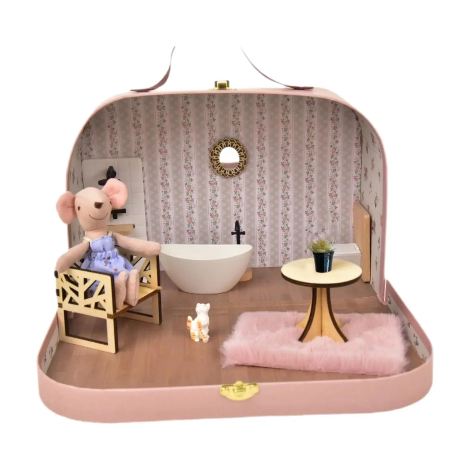 Miniature Dollhouse Bathroom Micro Landscape Holiday Gifts BJD Doll Parts Bathtub Model for 1:12 Livingroom Bathroom Play Houses