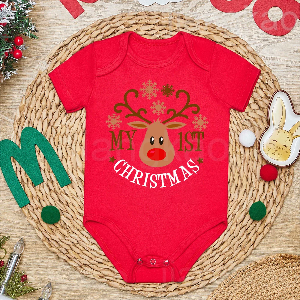 My 1st Christmas Romper Body para bebé, traje de primera Navidad, mono de algodón para recién nacido, ropa de bautismo para niño pequeño