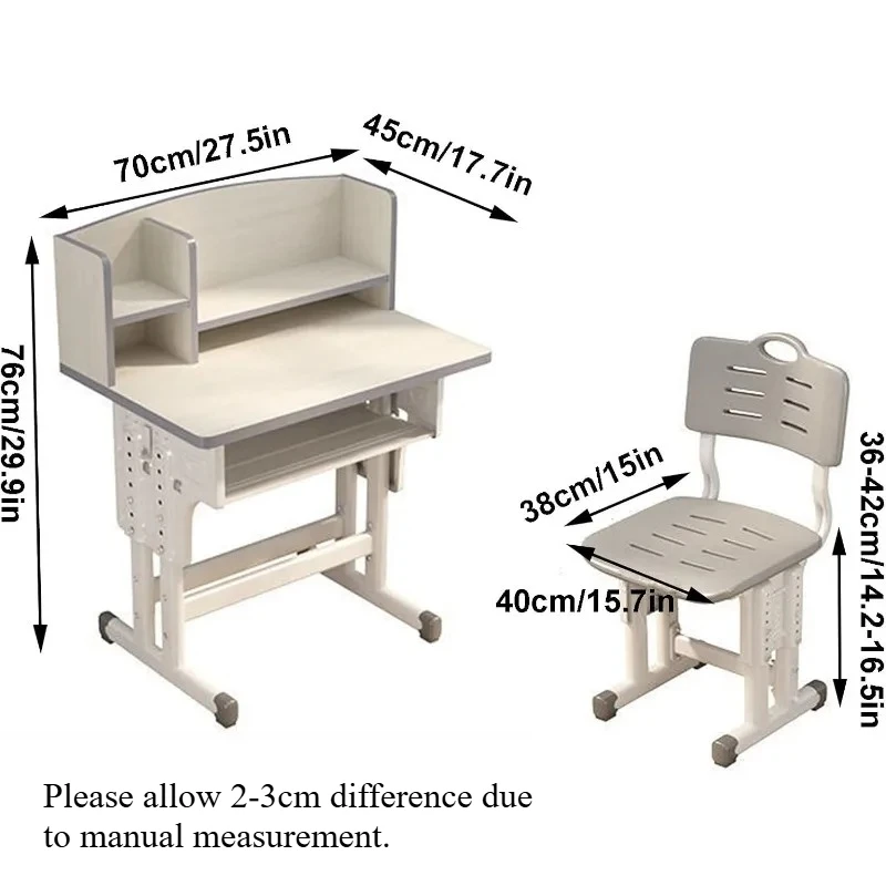 Escritorio infantil ajustable en altura con silla ergonómica y cajón - imagen 2