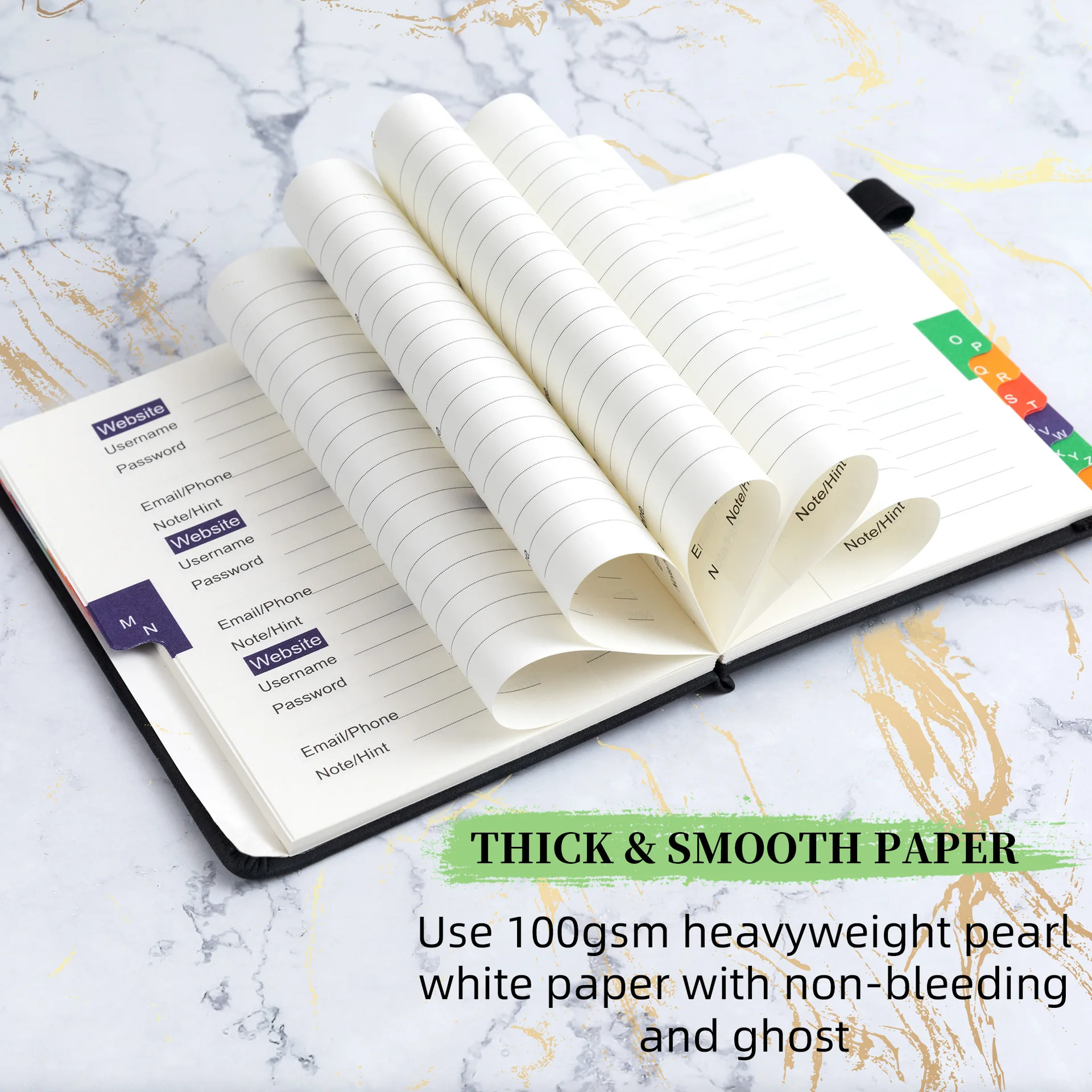Libro con contraseñas, organizador de contraseñas para ordenador, libro con pestañas alfabéticas, cuaderno de registro de dirección de bolsillo para detalles de cuentas - imagen 5