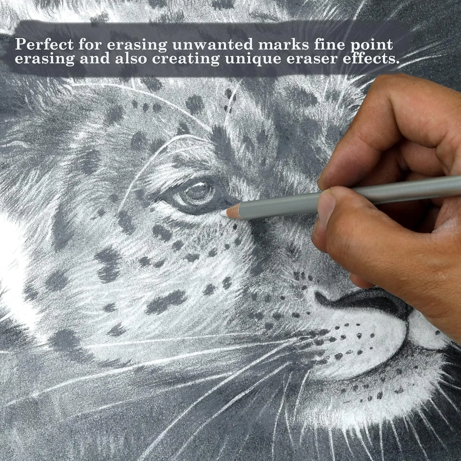 KALOUR Detail Eraser Pencil-6 lápices de borrar con pincel, sacapuntas de 2 piezas, agarrar detalles pequeños o agregar reflejos para dibujar - imagen 5
