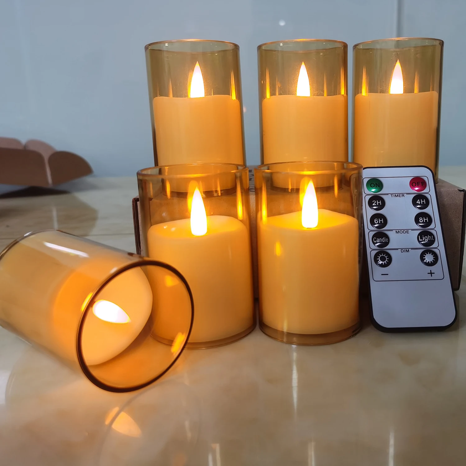 6 uds luces LED tipo vela sin llama deseos creativos lámpara de té Led blanco cálido Halloween boda decoración navideña luz de vela - imagen 2