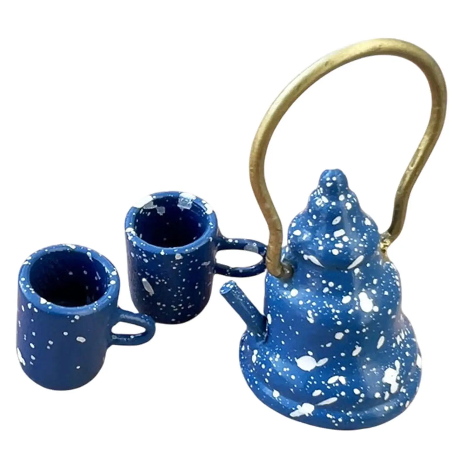1/2 Scale Dollhouse Cups Set Dollhouse Tea Accessories Handmade Teapot and Teacups for Micro Landscape Decoration Accessories