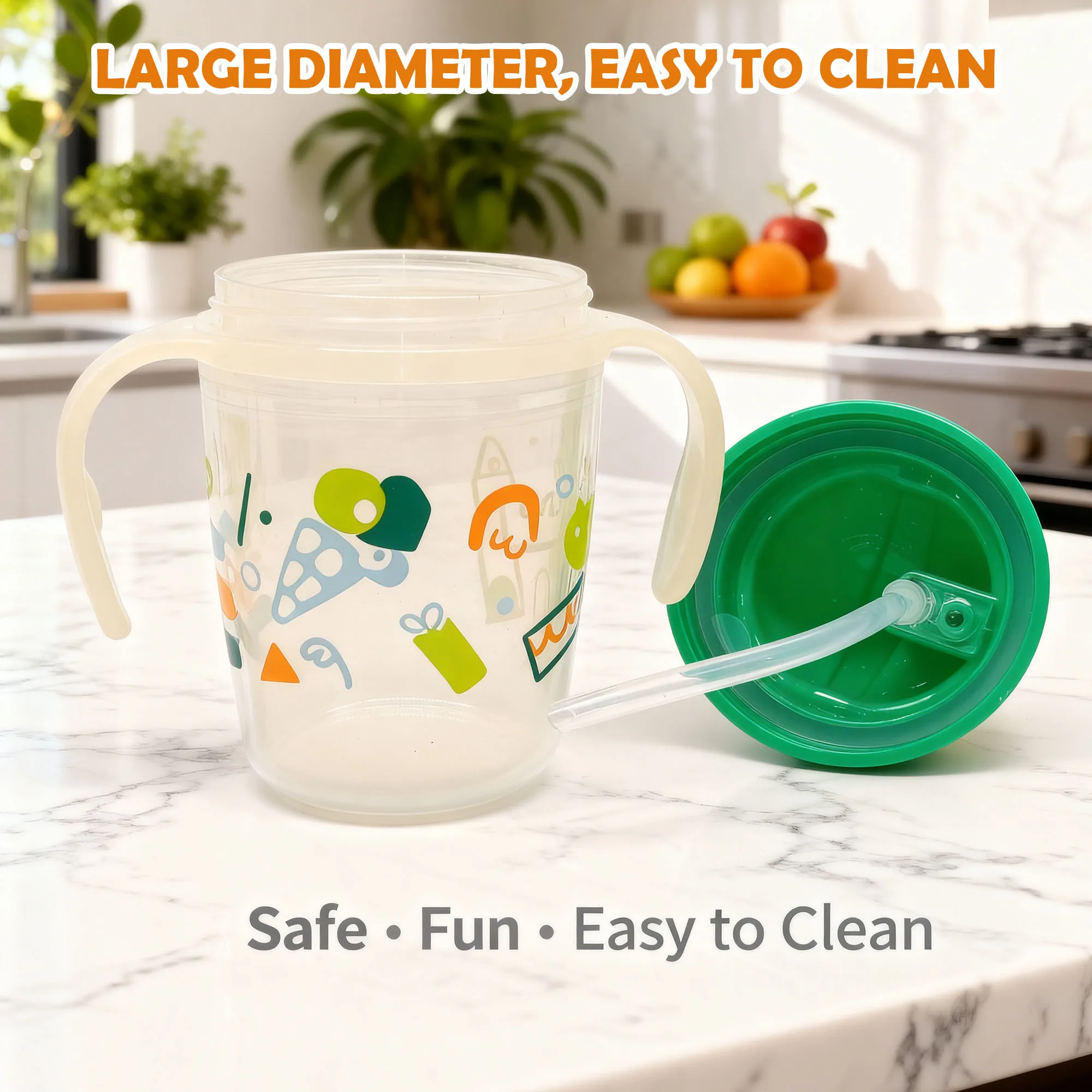 Taza para beber de aprendizaje para niños con aislamiento de doble capa de 230ML, bonita taza con pajita de pp, taza de agua para bebé de calibre ancho, regalo de cumpleaños - imagen 3