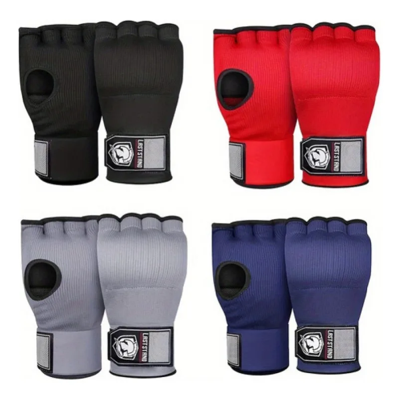 Guantes de boxeo de medio dedo, guantes acolchados de Gel de lucha Muay Thai, envolturas de manos 2 en 1, guantes de entrenamiento protectores con correa para la muñeca para nudillos - imagen 5