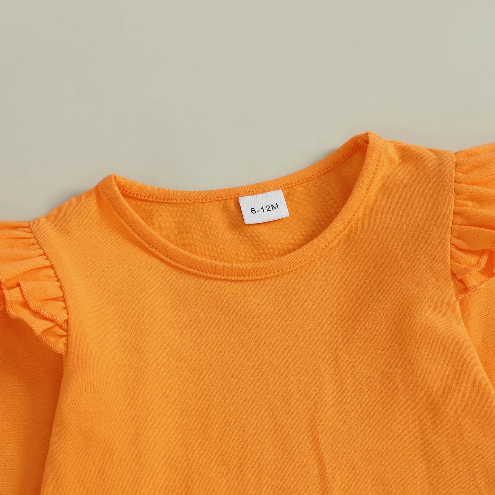 Conjunto de falda para niñas pequeñas, Tops de manga larga de Color sólido y falda general con tirantes a cuadros con patrón de fantasma, traje de Halloween de 2 uds. - imagen 3