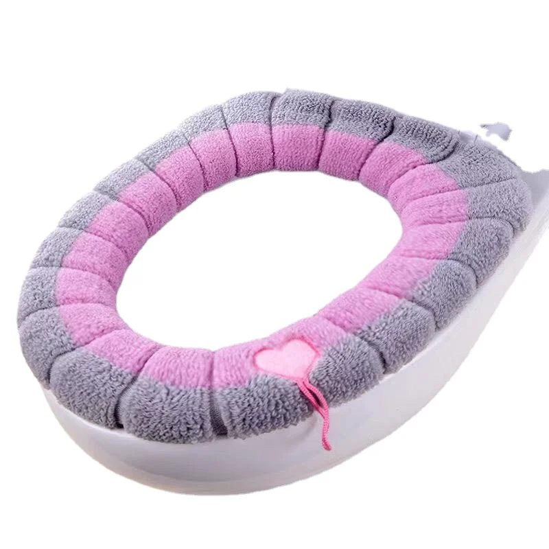 Cubierta de asiento de inodoro cálida para invierno, alfombrilla para baño, cojín con asa, más grueso, suave, lavable, accesorios más cálidos - imagen 4