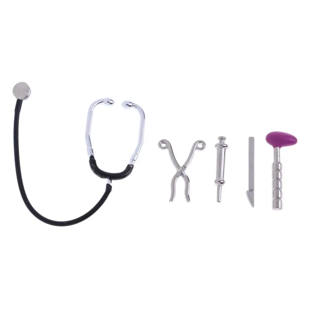 Accesorios médicos mini para casa de muñecas – Estetoscopio de metal