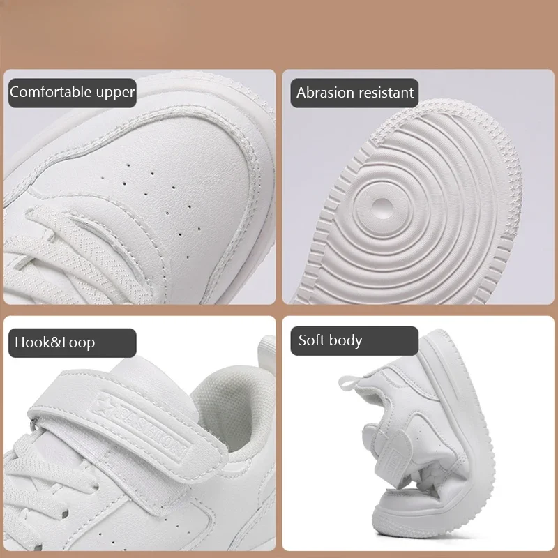 Zapatillas de deporte para niños, zapatos informales de cuero negro, zapatos planos para caminar para estudiantes, calzado deportivo ligero antideslizante para tenis para niñas - imagen 2