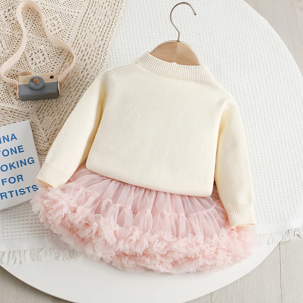 Milancel Conjunto otoñal para niñas: cárdigan de punto y falda tutú - imagen 2