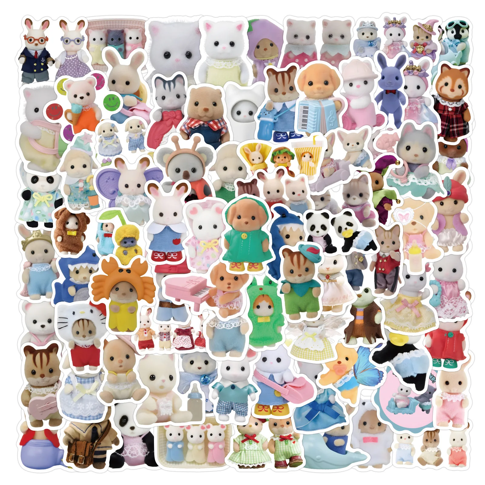 120 unids/set Calico Critters pegatinas decoración cuaderno equipaje pegatinas de dibujos animados juguete